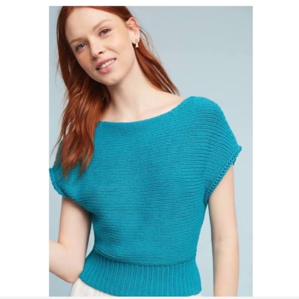 Anthropologie Moth Cropped Riverwalk Pullover in Sky